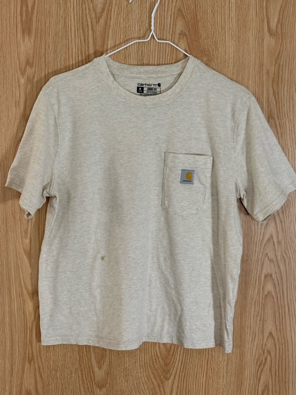 Carhartt Cream Loose Fit Crewneck Cropped Pocket Tee